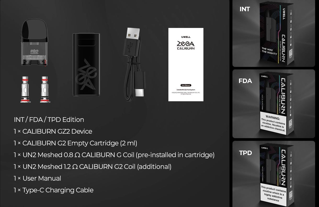 正版 Uwell Caliburn GZ2 咖哩棒GZ2 迷你尺寸 好攜帶 主機套裝 成品芯 霧化芯 空油倉 替換倉 G2 GK2 KOKO